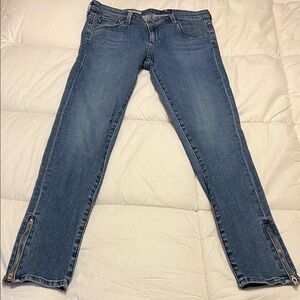 AG Adriano Goldschmied Blue Skinny Jeans with Ankle Zippers